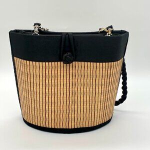 Saraye Black Curved Tatami Style Avi Purse Handmade Cambodia